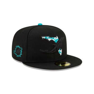 Miami Dolphins Gorra | New Era NFL State Logo Reflect 59fifty Fitted Cap Mexico - Negros
